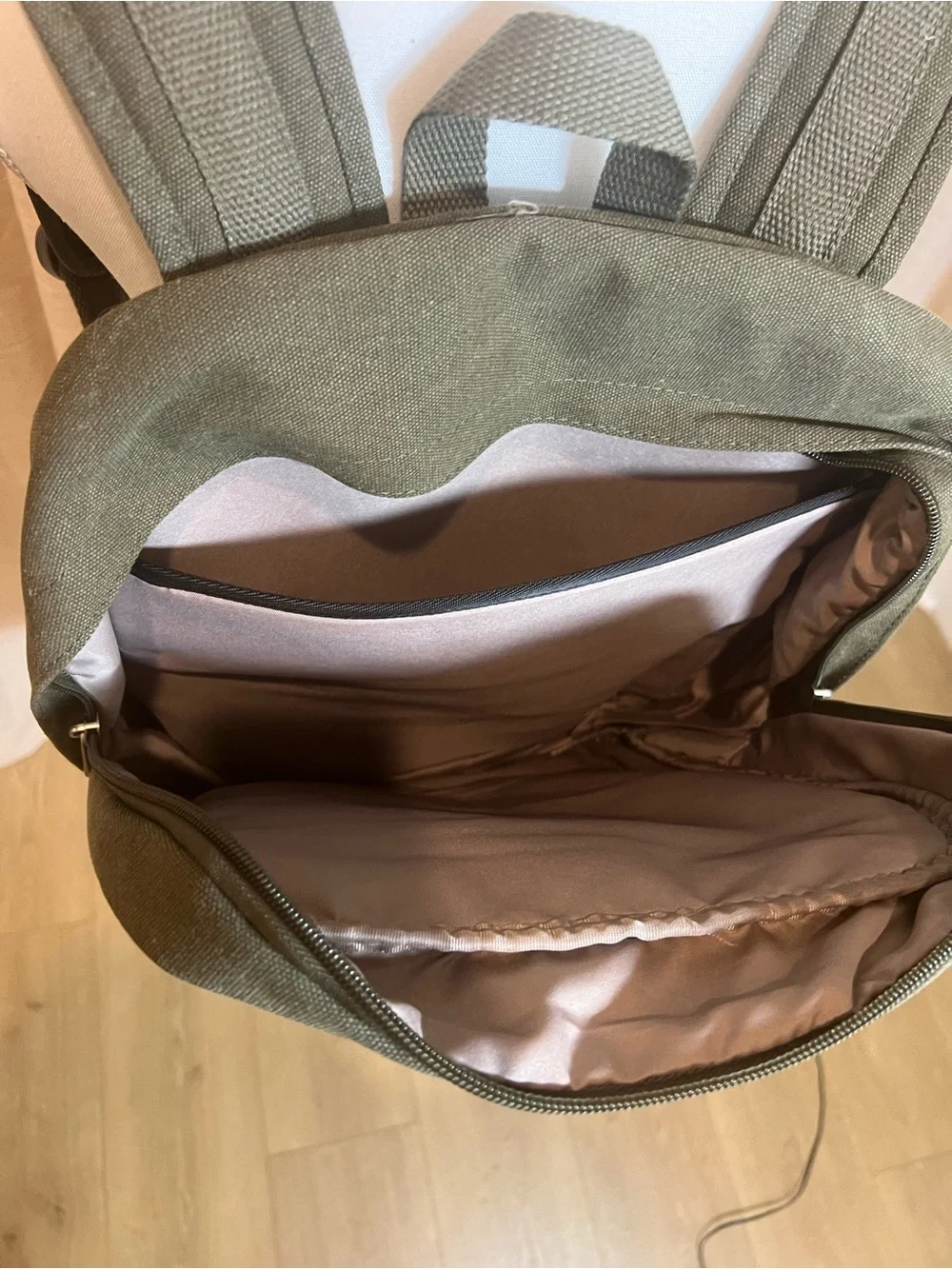 Travelon Olive Canvas Backpack with Multiple Front Pockets